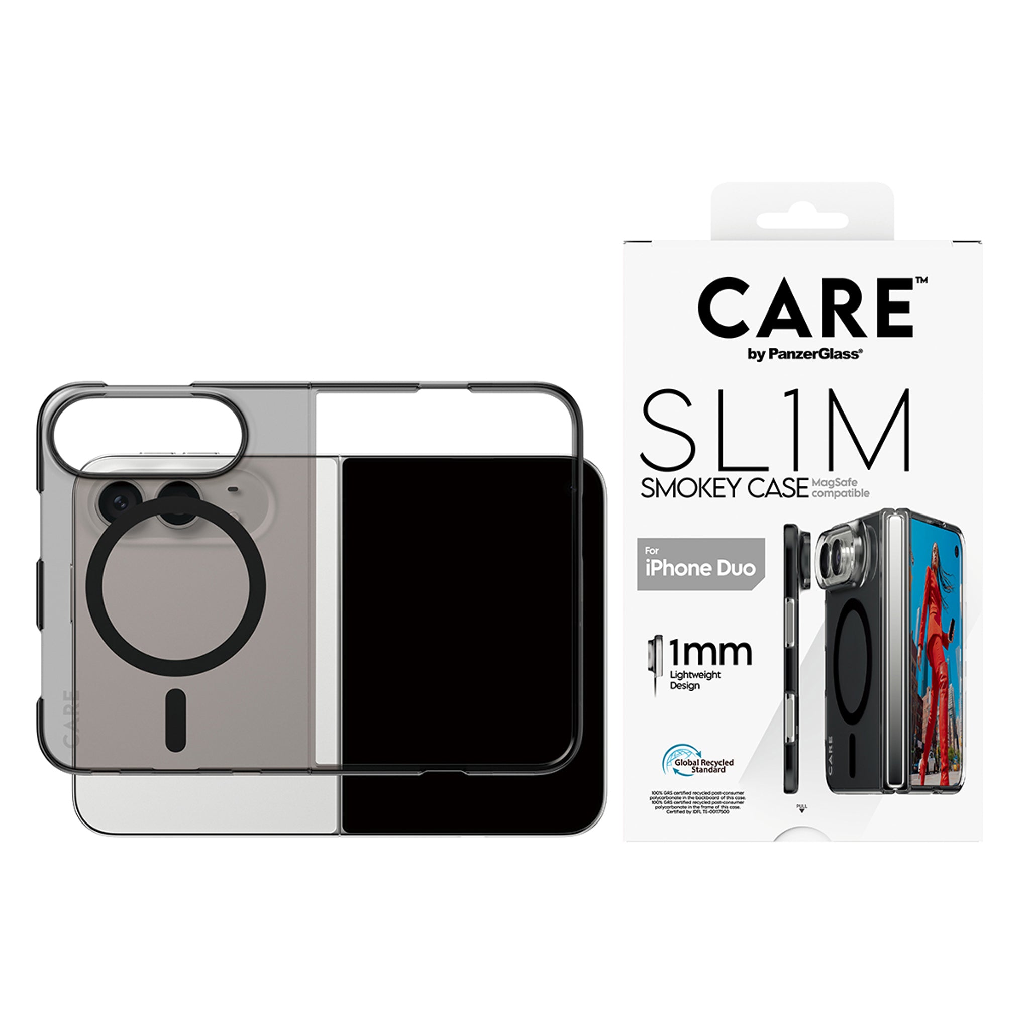 CARE™ by PanzerGlass® SL1M Case Smokey m. Schwarz MagSafe iPhone Duo